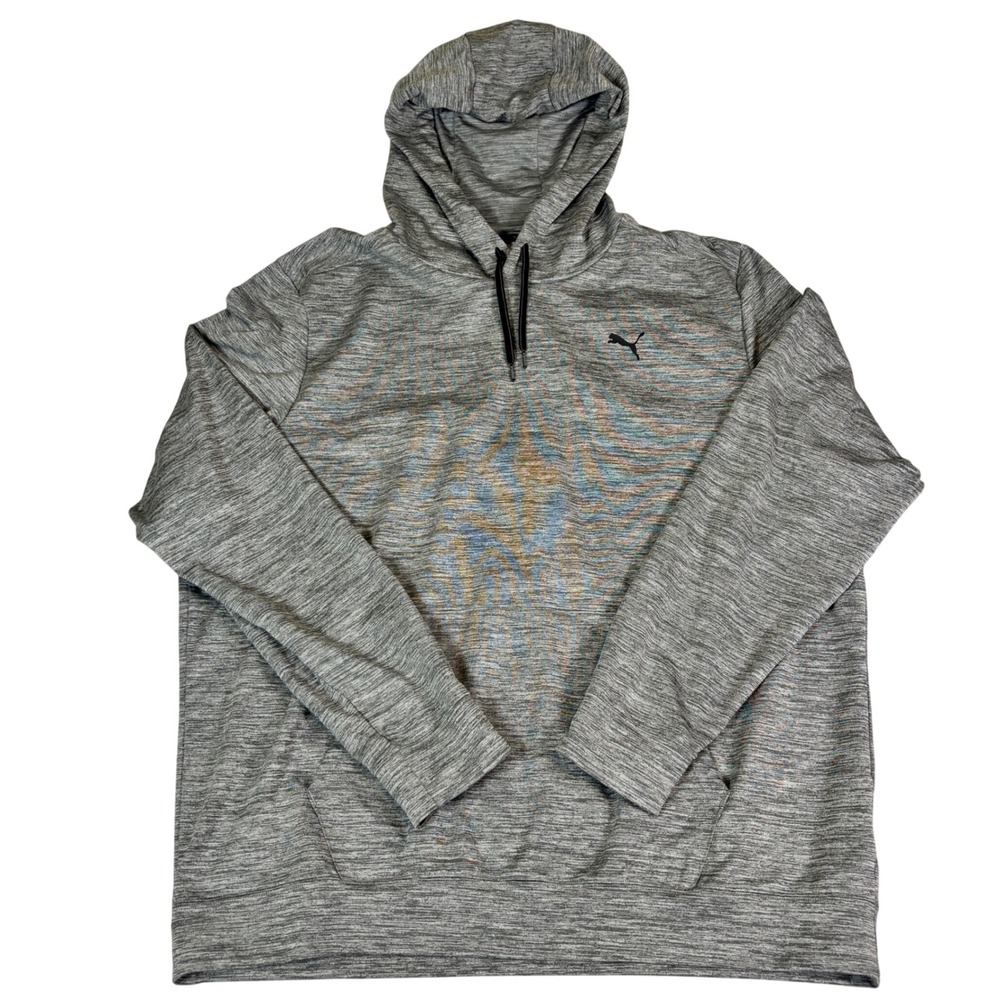 Puma Mens XXL Grey Space Dye Performance Hoodie Heathered Training Sweatshirt